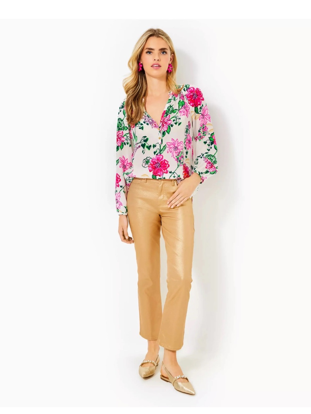 NWT Lilly Pulitzer Liza Shimmer Crop Flare Jean